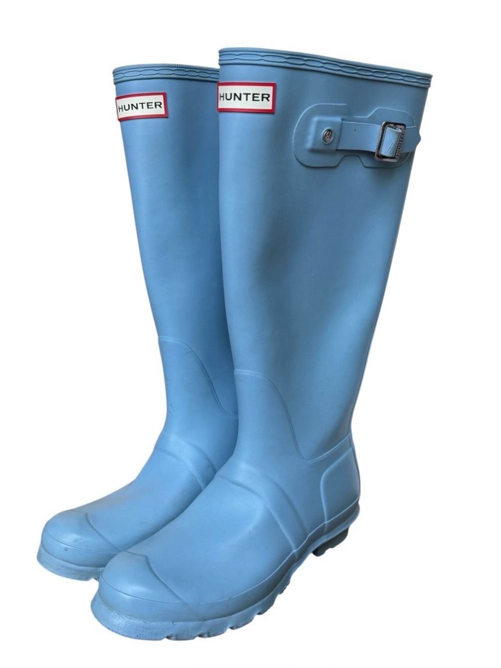 Hunter Original tall Wellington matte baby blue rain boots size 7 women